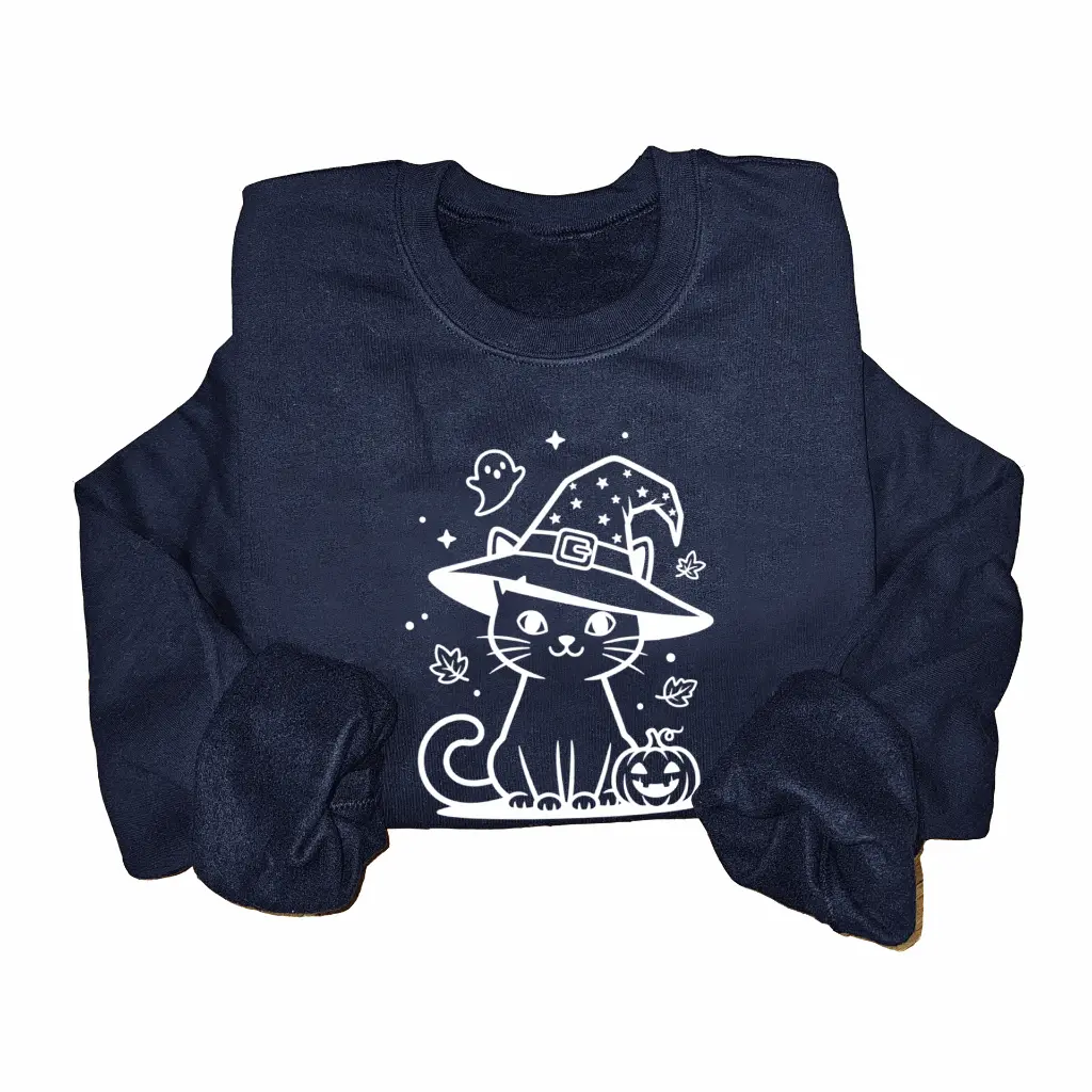 Embossed Autumn Cat Sweatshirt