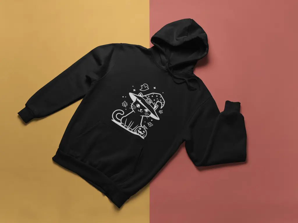 Embossed Autumn Cat Hoodie