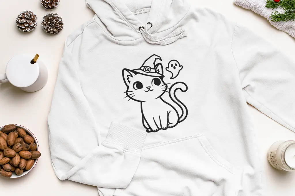 Embossed Spooky Cat Hoodie