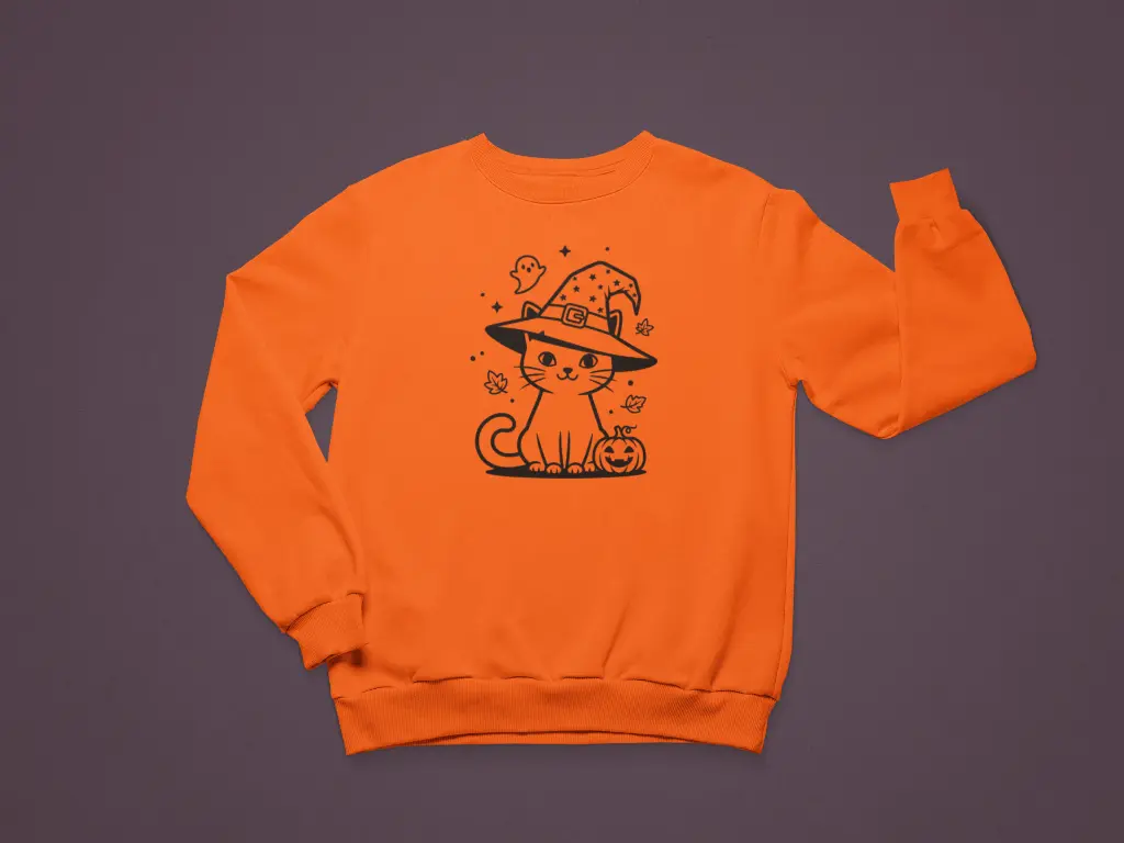 Embossed Autumn Cat Sweatshirt