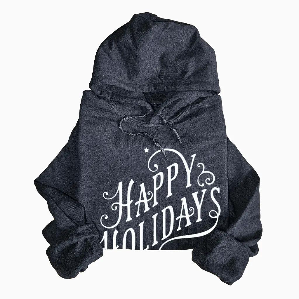 Embossed Happy Holidays Hoodie