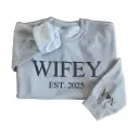 Personalized Embossed WIFEY/HUBBY Sweatshirt B&W Bundle