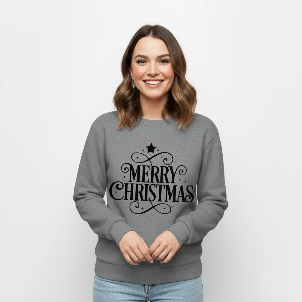 Embossed Merry Christmas Sweatshirt