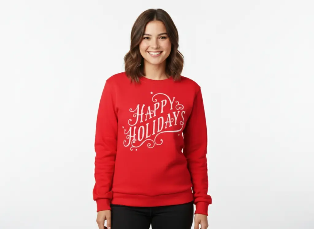 Embossed Happy Holidays Sweatshirt