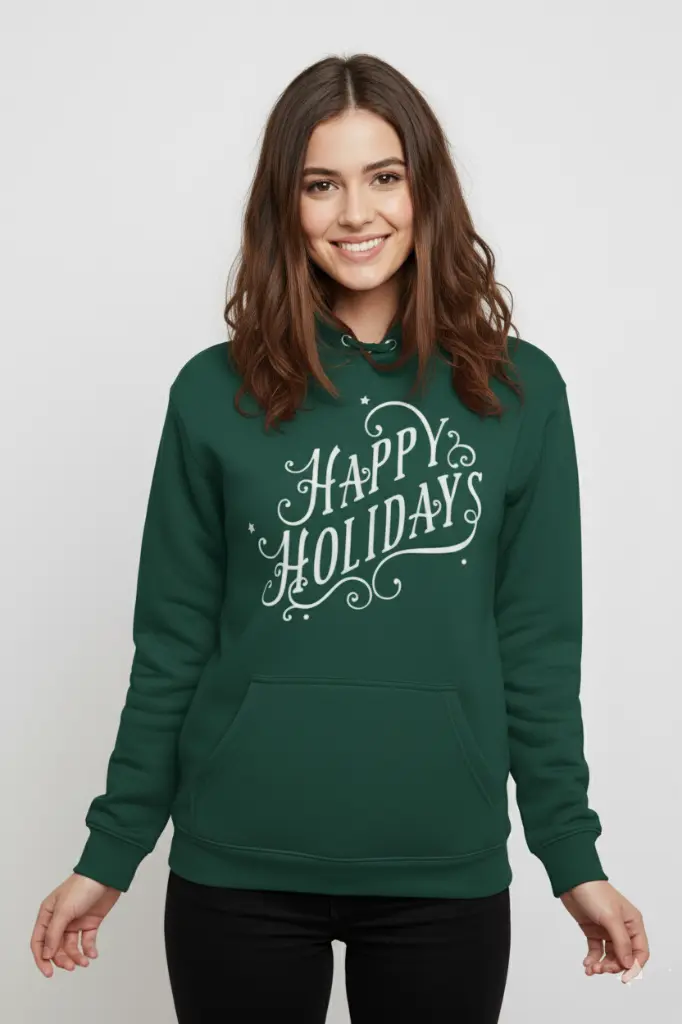 Embossed Happy Holidays Hoodie