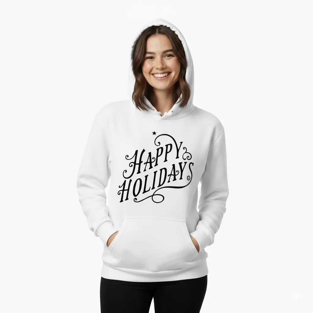 Embossed Happy Holidays Hoodie
