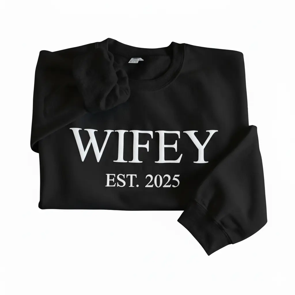 Personalized Embossed WIFEY Sweatshirt Contrast