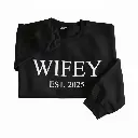 Personalized Embossed WIFEY Sweatshirt Contrast
