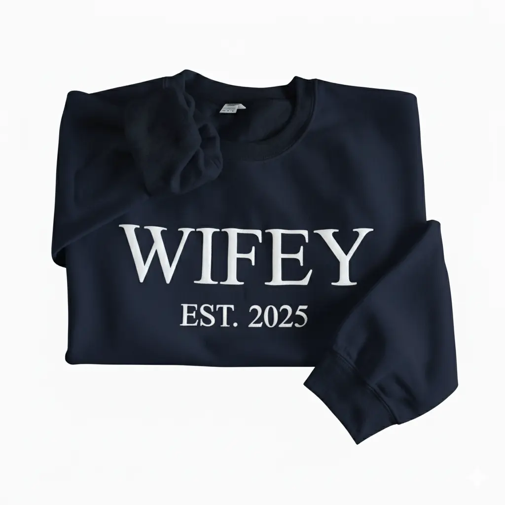 Personalized Embossed WIFEY Sweatshirt Contrast