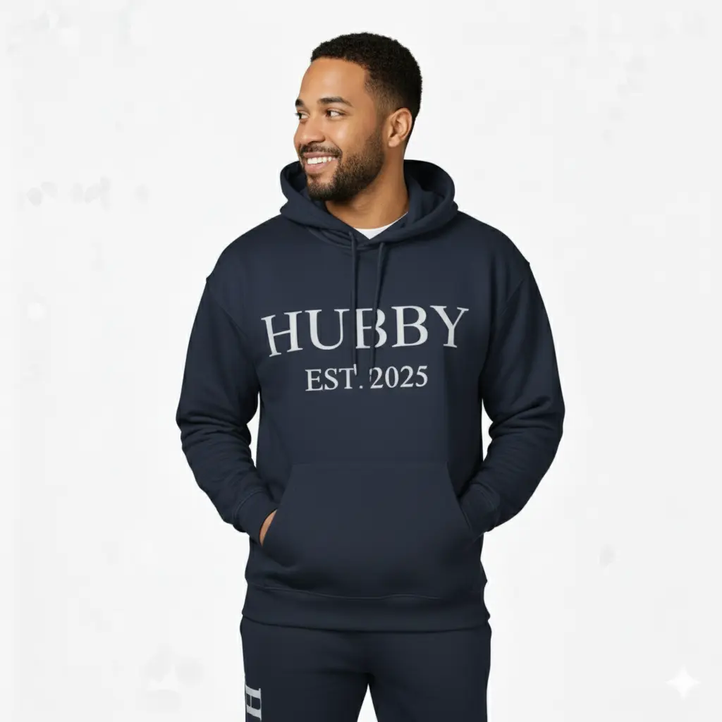 Personalized Embossed HUBBY Hoodie Contrast
