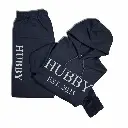 Personalized Embossed Puff HUBBY Hoodie & Joggers Set Contrast