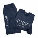 Personalized Embossed Puff HUBBY Sweatshirt & Joggers Set Contrast