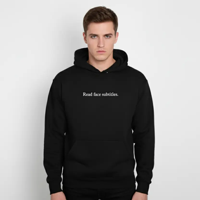 Read face subtitles. - Embossed Puff Hoodie