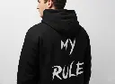 My Rule - Embossed Puff Back Hoodie on model