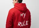 My Rule - Embossed Puff Back Hoodie on model