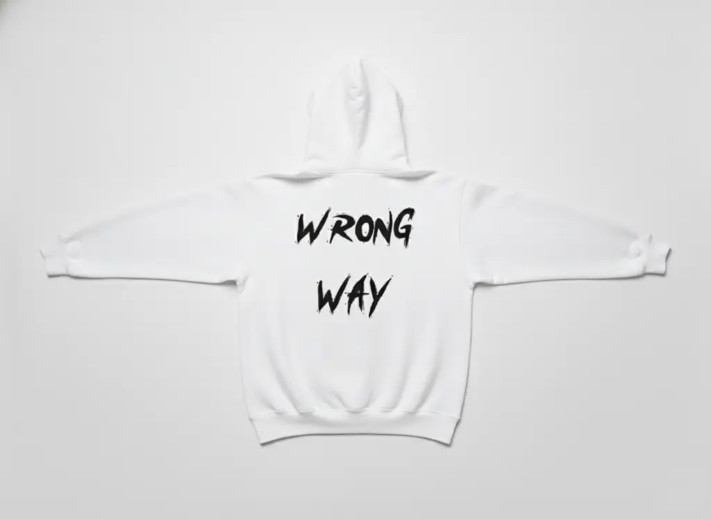Wrong way - Embossed Puff Back Hoodie