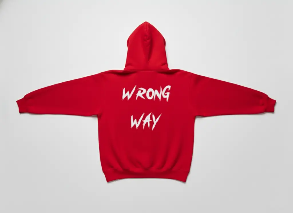 Wrong way - Embossed Puff Back Hoodie