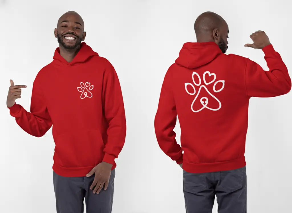 Pet's Love - Embossed Valentines Red Hoodie