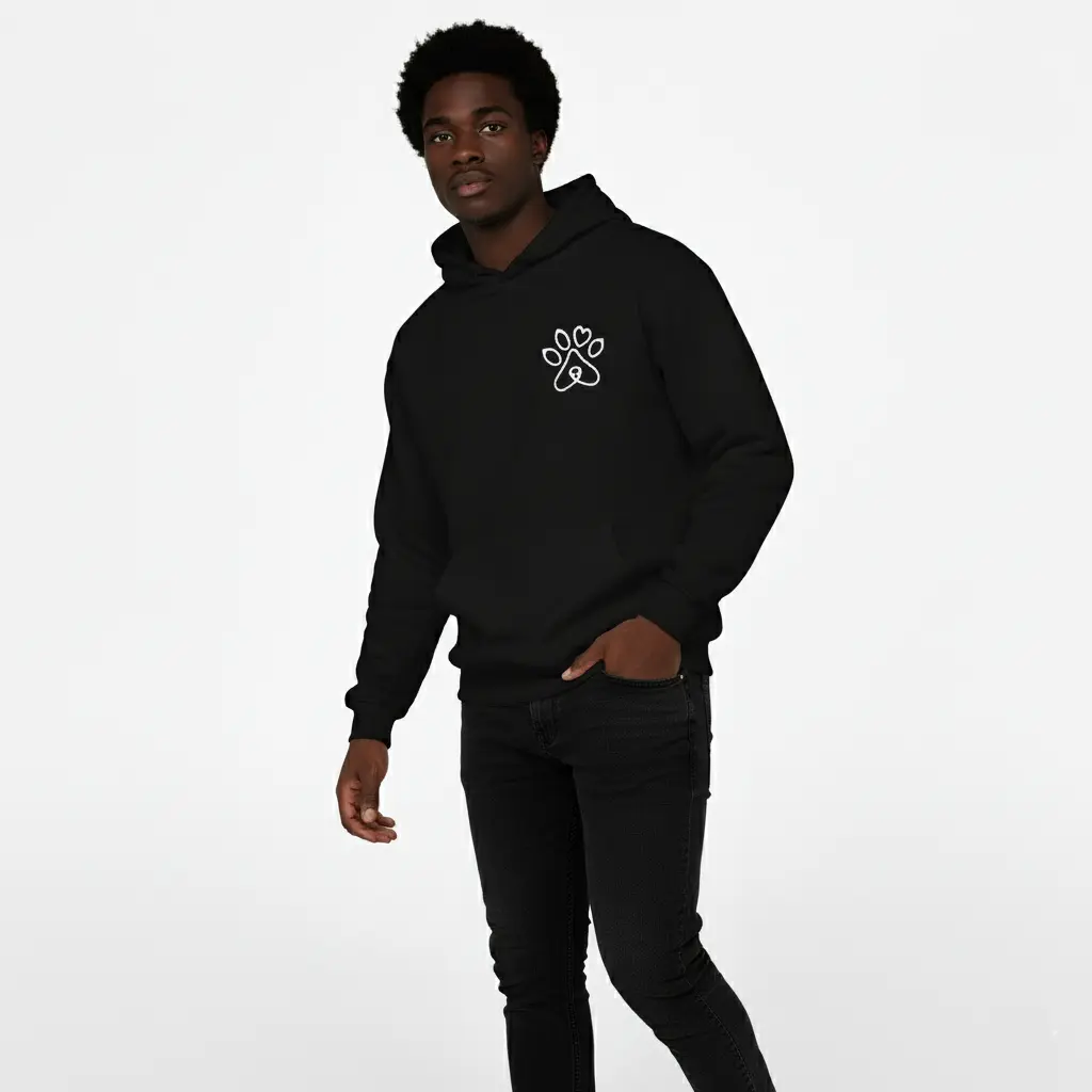 Pet's Love - Embossed Valentines Black Hoodie