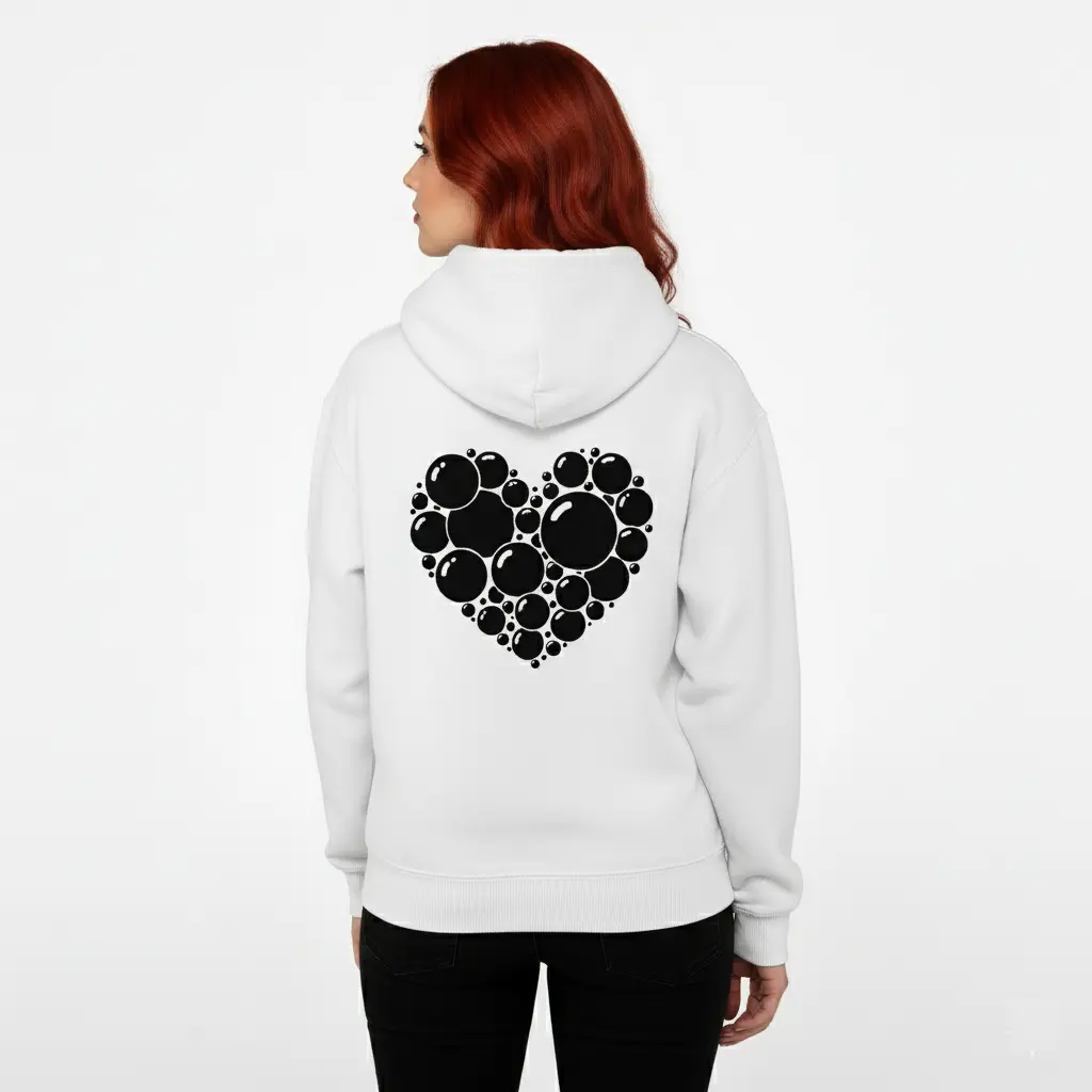 Heart - Embossed Valentines White Hoodie