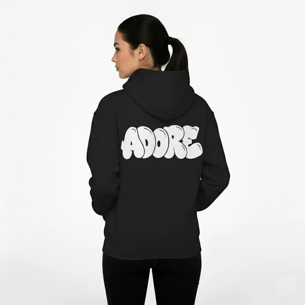 Adore - Embossed Valentines Black Hoodie