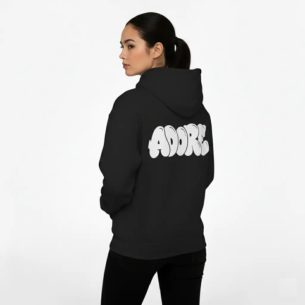 Adore - Embossed Valentines Black Hoodie