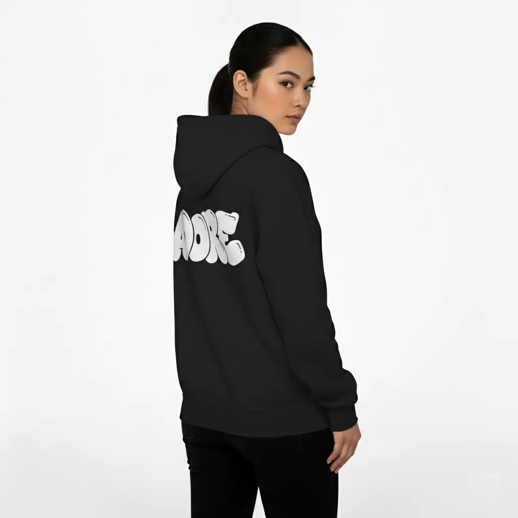 Adore - Embossed Valentines Black Hoodie