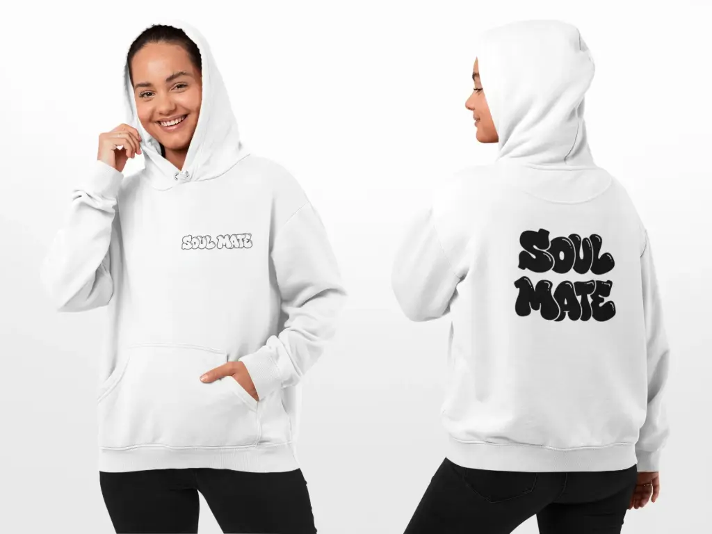 Soul Mate - Embossed Valentines White Hoodie