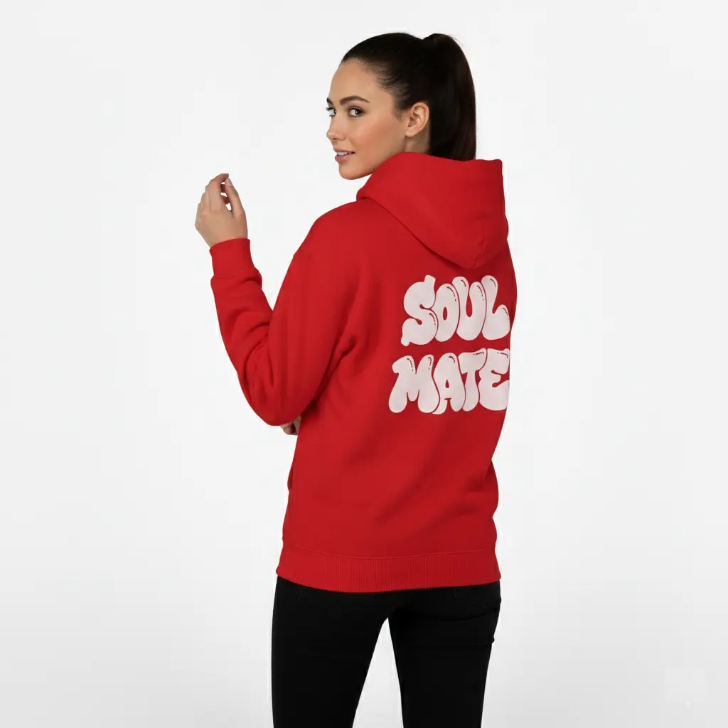 Soul Mate - Embossed Valentines Red Hoodie