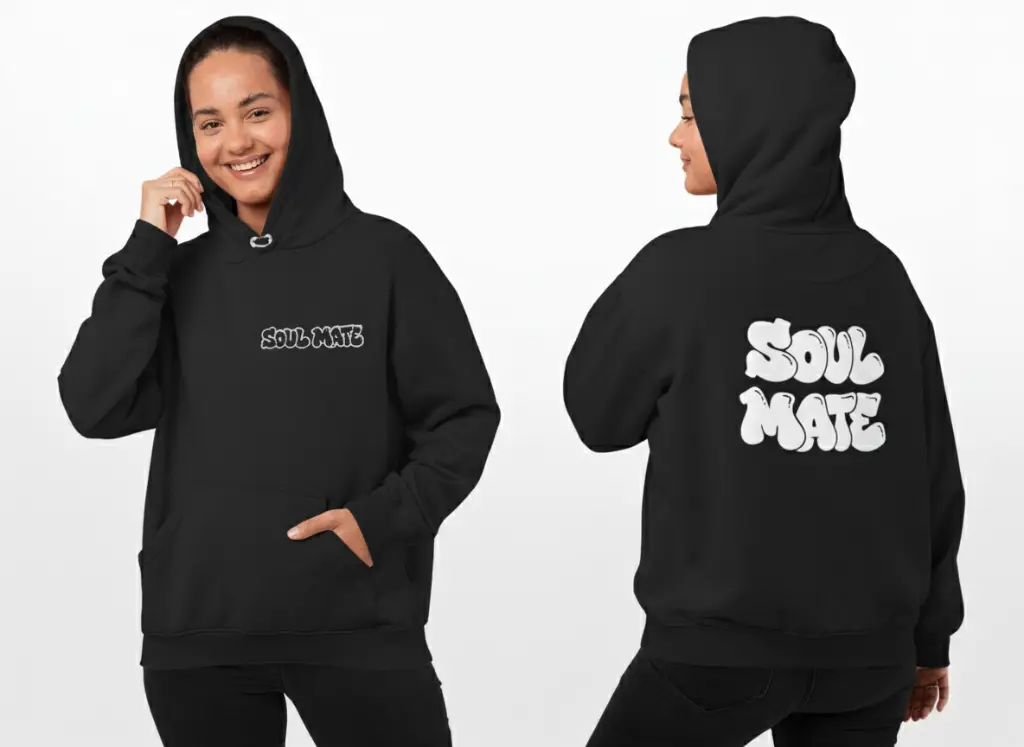 Soul Mate - Embossed Valentines Black Hoodie