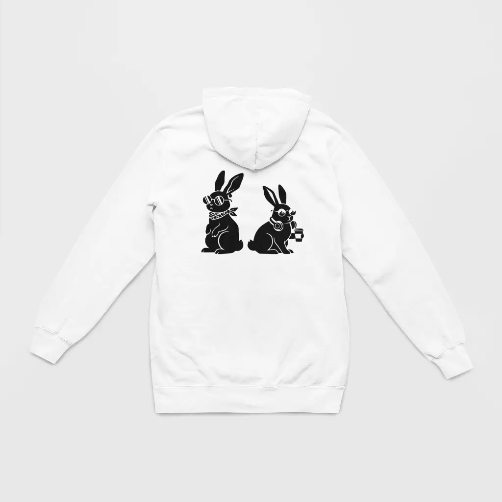 Rabbits - Embossed Easter White Hoodie
