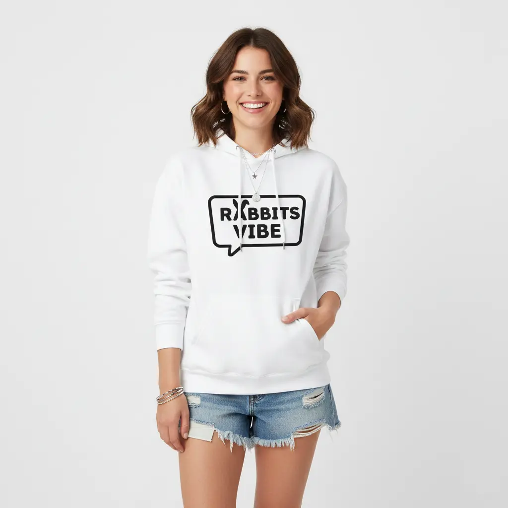 Rabbits - Embossed Easter White Hoodie