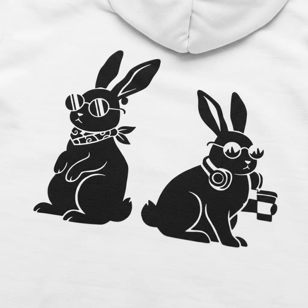 Rabbits - Embossed Easter White Hoodie