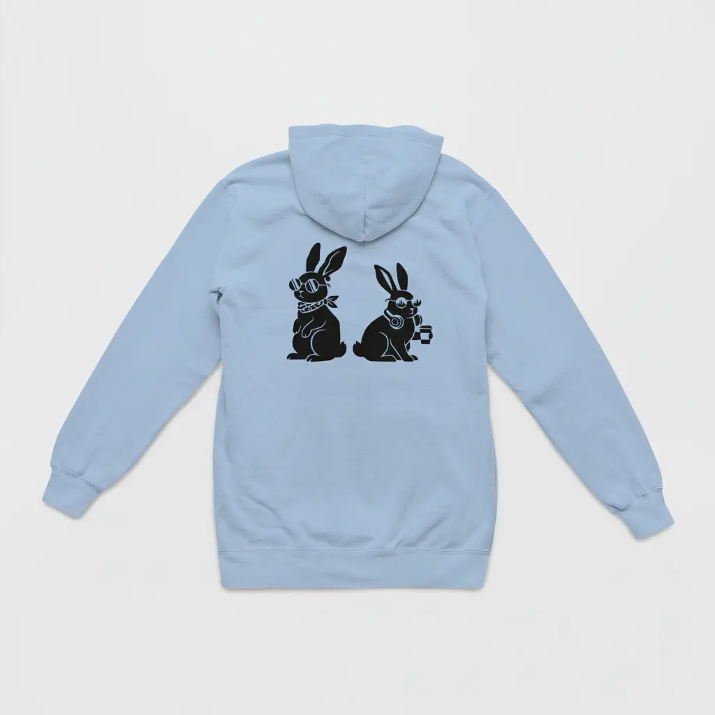 Rabbits - Embossed Easter Blue Hoodie