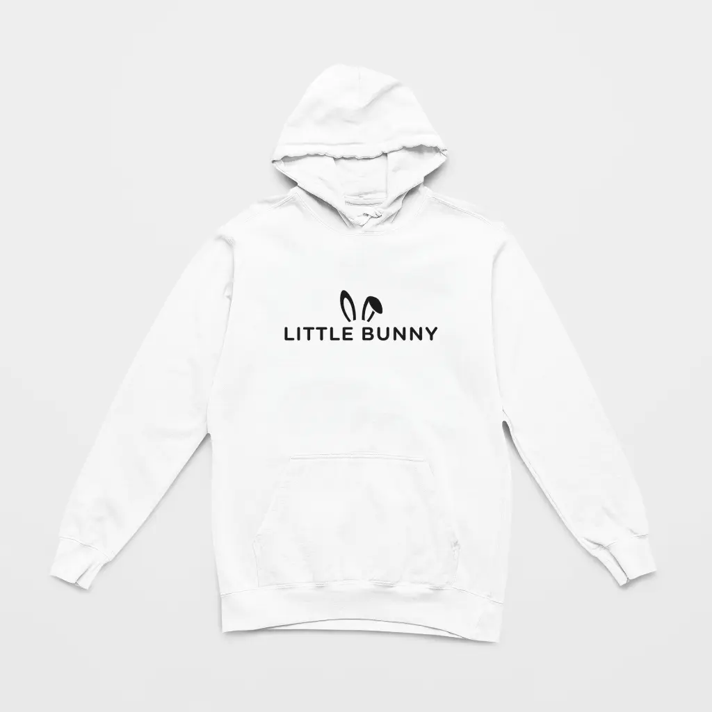 Little Bunny - Embossed Easter White Hoodie