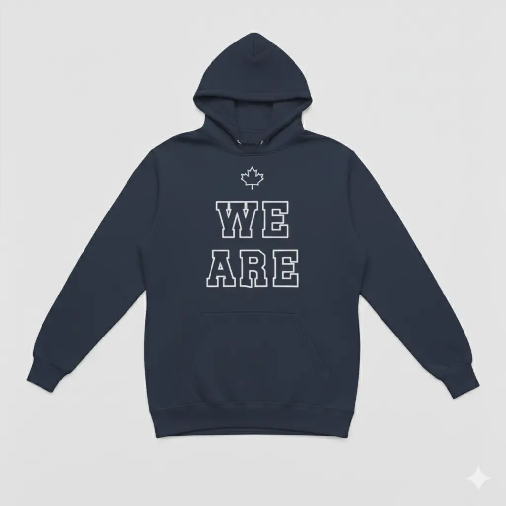 We Are Canadian - Embossed Canada Navy Hoodie