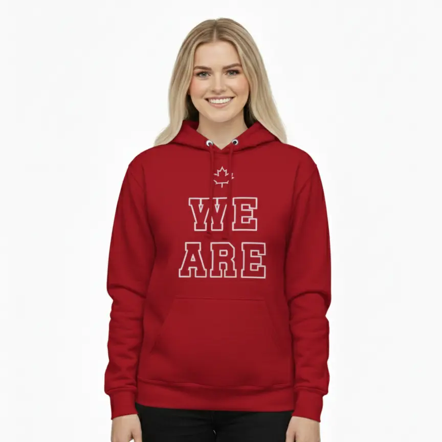 We Are Canadian - Embossed Canada Red Hoodie