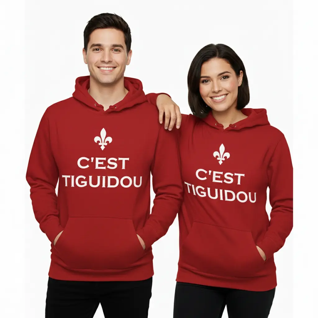 C'est Tiguidou - Embossed Canada Red Hoodie