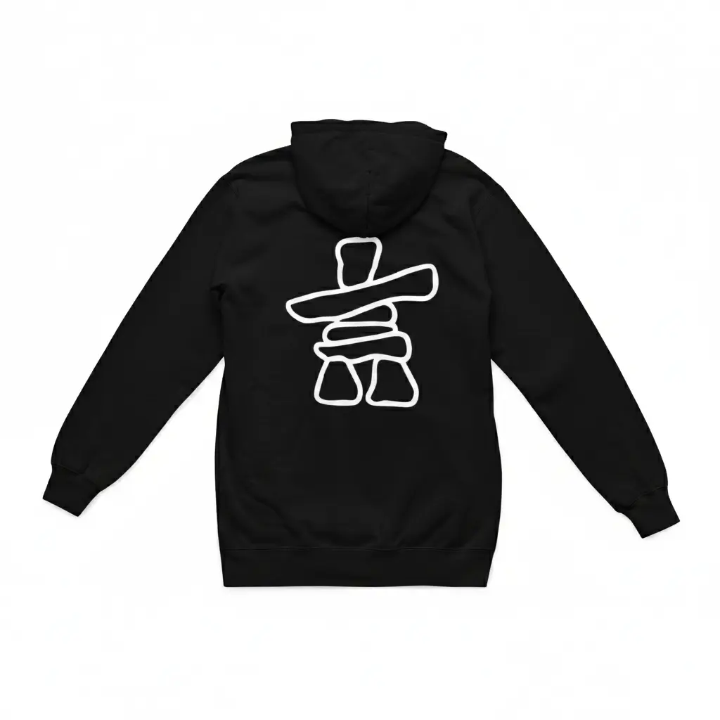 Inukshuk - Embossed Canada Black Hoodie