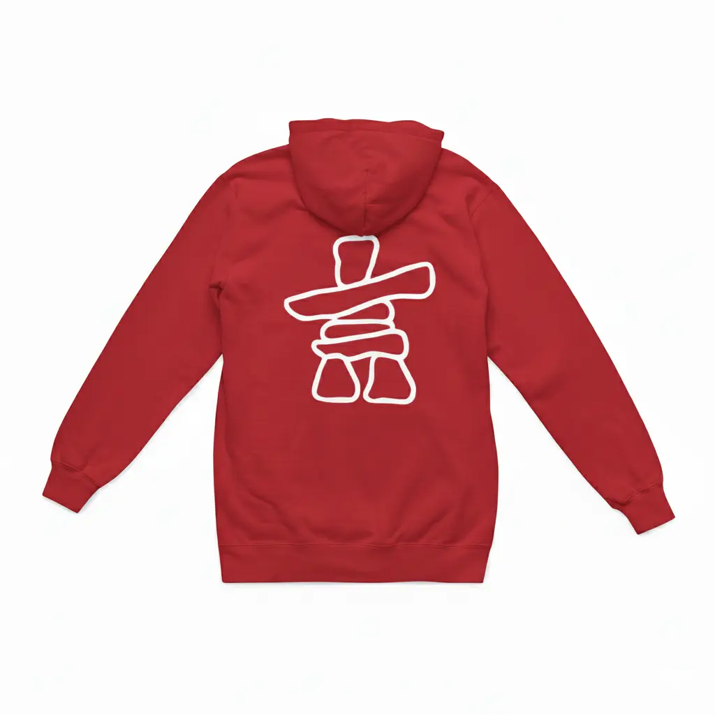 Inukshuk - Embossed Canada Red Hoodie