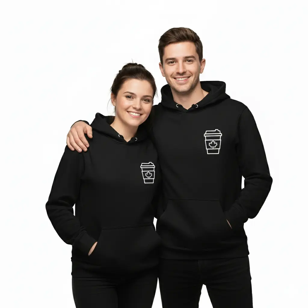Double Double - Embossed Canada Black Hoodie