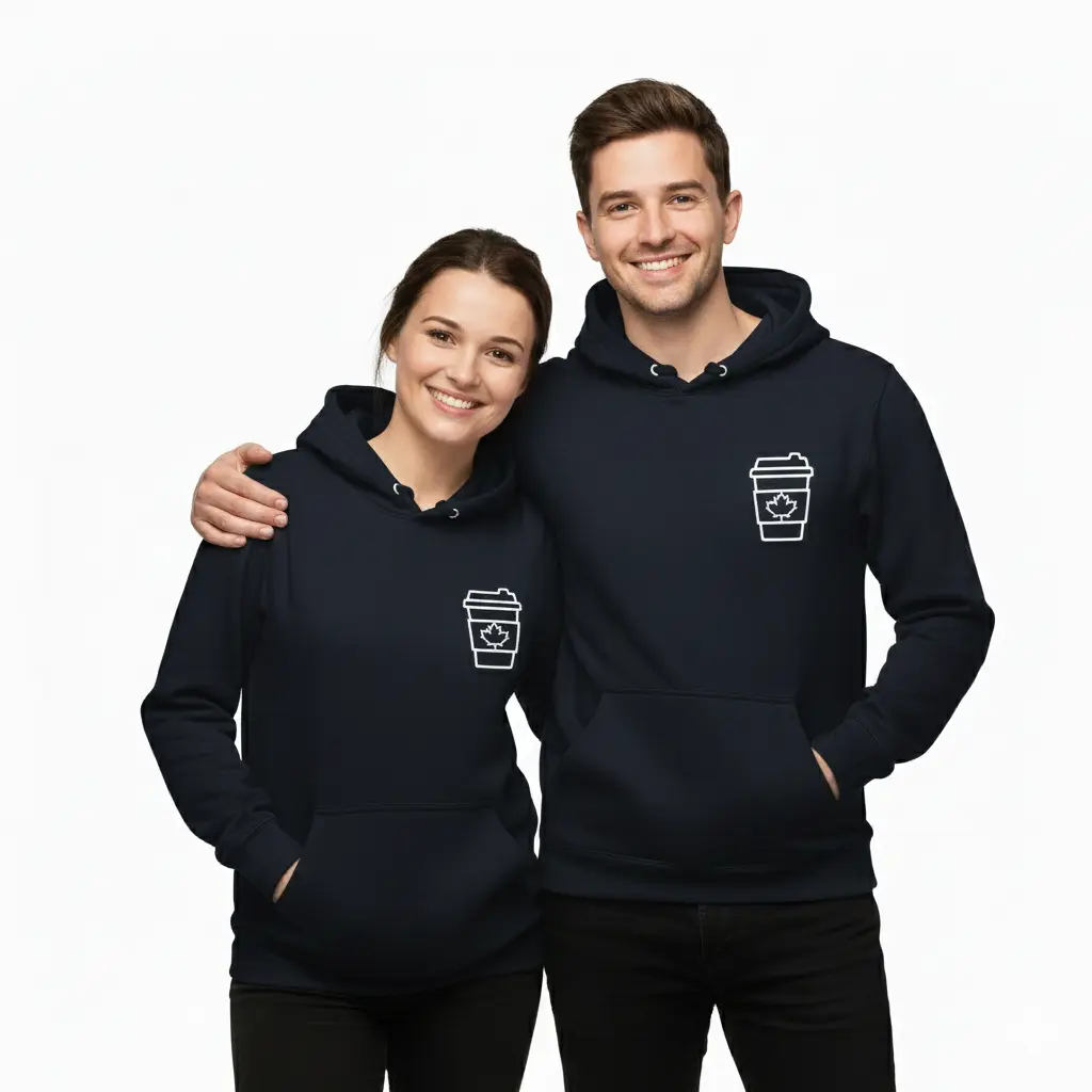 Double Double - Embossed Canada Navy Hoodie
