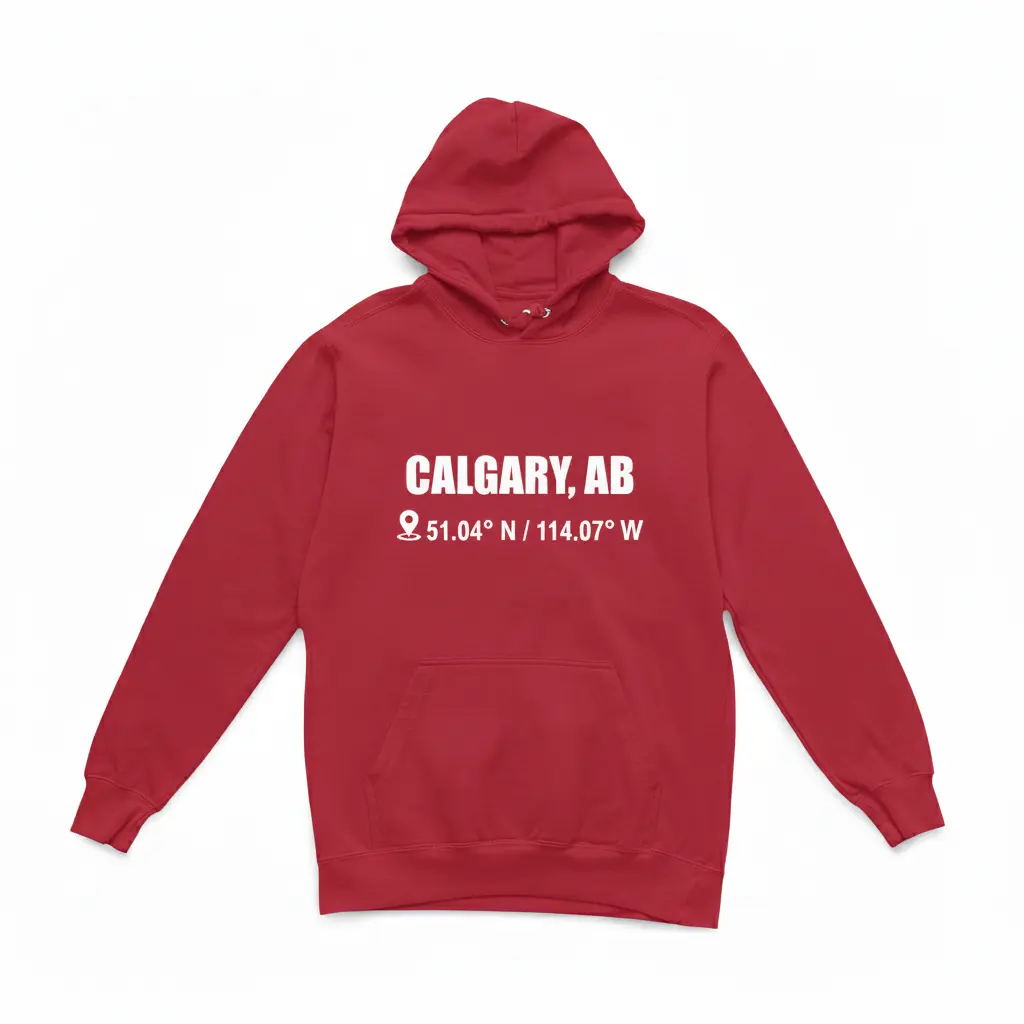 City Coordinates - Embossed Canada Red Hoodie