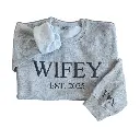 Personalized Embossed WIFEY Sweatshirt Contrast