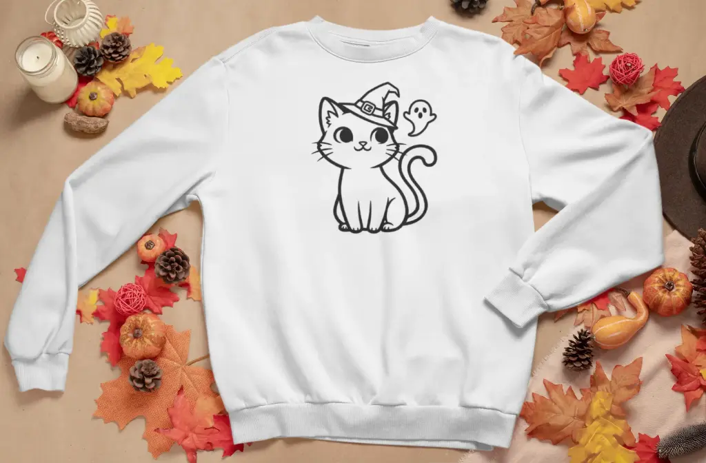 Embossed Spooky Cat Sweatshirt