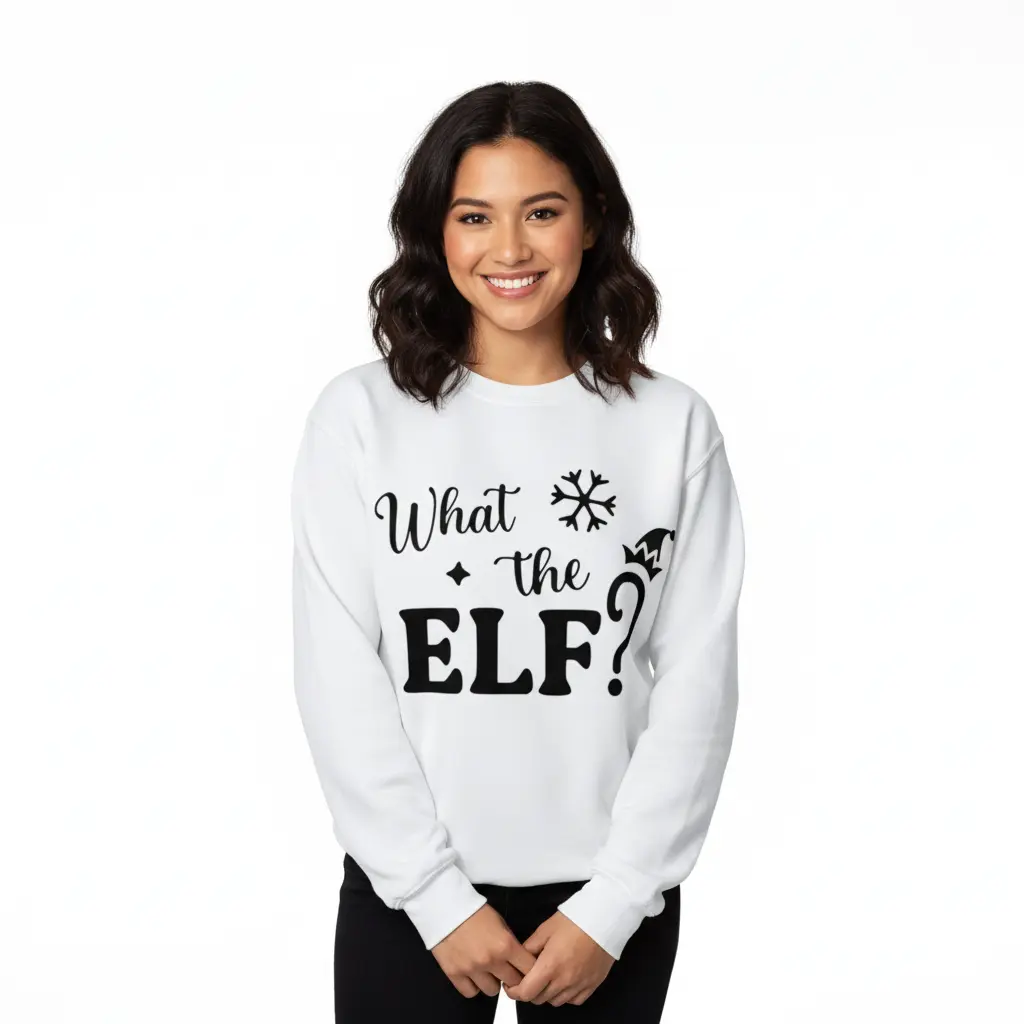 Embossed What the Elf Christmas Sweatshirt