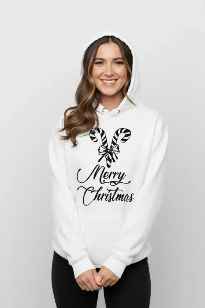 Embossed Candy Cane Christmas Hoodie