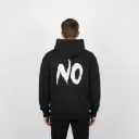 No - Embossed Puff Back Hoodie Black