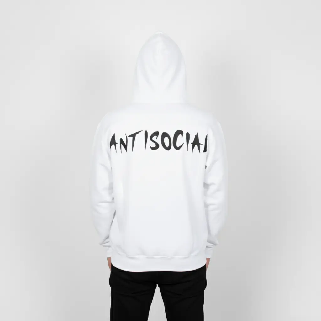 Antisocial - Embossed Puff Back Hoodie White