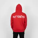 Antisocial - Embossed Puff Back Hoodie Red
